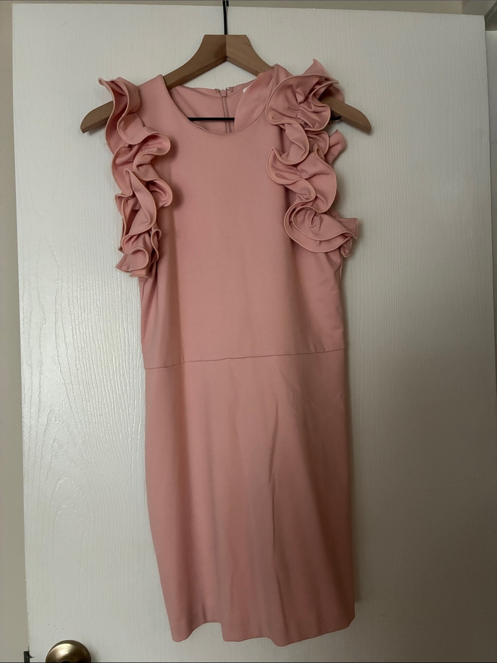 Amanda Uprichard Blush Pink Ruffle Sheath Dress